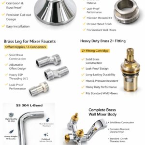 Premium Brass Wall Mixer with SS 304 L-Bend & Flange Set